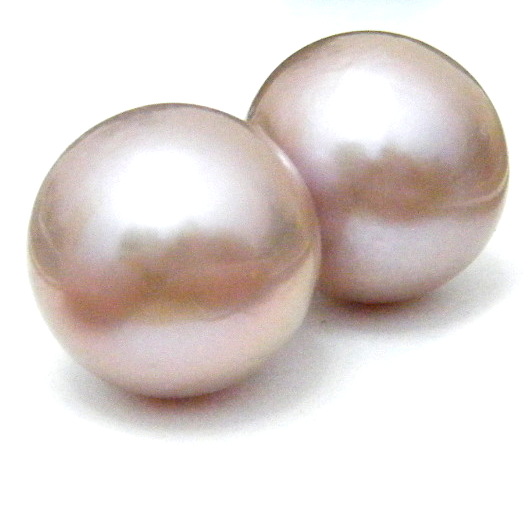Pink Round 14.4mm Edison Pearl Earrings